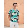 imageMens Hawaiian Shirts Short Sleeve Tropical Aloha Hawaiian Shirts for Men Button Down Casual Summer Beach Shirt06green Blue Black