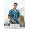 imageMens Hawaiian Shirts Short Sleeve Tropical Aloha Hawaiian Shirts for Men Button Down Casual Summer Beach Shirt09blue Green Black