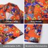 imageMens Hawaiian Shirts Short Sleeve Tropical Aloha Hawaiian Shirts for Men Button Down Casual Summer Beach Shirt14orange Blue Yellow