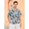 imageMens Hawaiian Shirts Short Sleeve Tropical Aloha Hawaiian Shirts for Men Button Down Casual Summer Beach Shirt17green Black Pink
