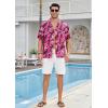 imageMens Hawaiian Shirts Short Sleeve Tropical Aloha Hawaiian Shirts for Men Button Down Casual Summer Beach ShirtBlackPink