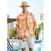 imageMens Hawaiian Shirts Short Sleeve Tropical Aloha Hawaiian Shirts for Men Button Down Casual Summer Beach ShirtOrange