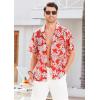 imageMens Hawaiian Shirts Short Sleeve Tropical Aloha Hawaiian Shirts for Men Button Down Casual Summer Beach ShirtRed  White