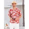 imageMens Hawaiian Shirts Short Sleeve Tropical Aloha Hawaiian Shirts for Men Button Down Casual Summer Beach ShirtRed  White
