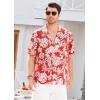 imageMens Hawaiian Shirts Short Sleeve Tropical Aloha Hawaiian Shirts for Men Button Down Casual Summer Beach ShirtRed  White