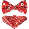 imageHISDERN Christmas Bow Tie and Pocket Square Set Pre Tied Bowties for Men Xmas Festival Woven Bowtie with Handkerchief18red  White  Black