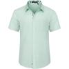 imageHISDERN Mens Dress Shirts Short Sleeve Regular Fit Casual Button Down Shirt Inner Contrast Business Formal Pocket ShirtB1green4no Printed Sleeves