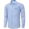 imageHISDERN Mens Plaid Button Down Shirt Long Sleeve Dress Shirts for Men Casual Wrinkle Free Regular Fit Work Shirt with PocketFlight Blue