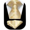 imageHISDERN Mens Ties Plaid Tie and Pocket Square Set Classic Woven Formal Checkered Neckties ampamp Handkerchief Wedding Party03champagne