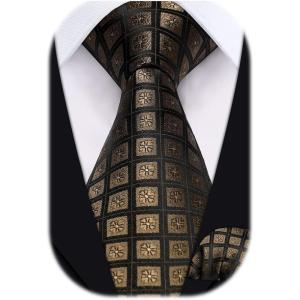 imageHISDERN Mens Ties Plaid Tie and Pocket Square Set Classic Woven Formal Checkered Neckties ampamp Handkerchief Wedding PartyChocolate Checkered