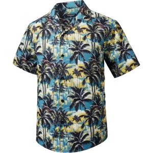imageMens Hawaiian Shirts Short Sleeve Tropical Aloha Hawaiian Shirts for Men Button Down Casual Summer Beach Shirt07yellow Blue Black