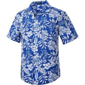 imageMens Hawaiian Shirts Short Sleeve Tropical Aloha Hawaiian Shirts for Men Button Down Casual Summer Beach Shirt18blue White