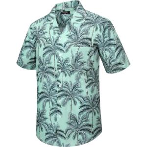imageMens Hawaiian Shirts Short Sleeve Tropical Aloha Hawaiian Shirts for Men Button Down Casual Summer Beach ShirtBlack  Green