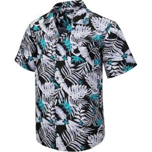 imageMens Hawaiian Shirts Short Sleeve Tropical Aloha Hawaiian Shirts for Men Button Down Casual Summer Beach ShirtBlack  Grey