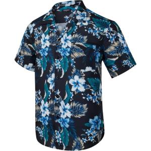 imageMens Hawaiian Shirts Short Sleeve Tropical Aloha Hawaiian Shirts for Men Button Down Casual Summer Beach ShirtBlackFloral