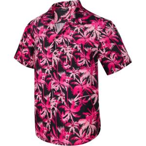 imageMens Hawaiian Shirts Short Sleeve Tropical Aloha Hawaiian Shirts for Men Button Down Casual Summer Beach ShirtBlackPink
