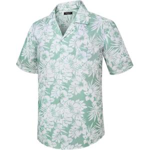 imageMens Hawaiian Shirts Short Sleeve Tropical Aloha Hawaiian Shirts for Men Button Down Casual Summer Beach ShirtGreen  Floral