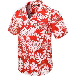 imageMens Hawaiian Shirts Short Sleeve Tropical Aloha Hawaiian Shirts for Men Button Down Casual Summer Beach ShirtRed  White