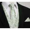 imageHISDERN Mens Vest Tie Set 3PC Formal Waistcoat Paisley Floral Jacquard Necktie Pocket Square Suit Vests Wedding PartyD02 Green