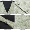 imageHISDERN Mens Vest Tie Set 3PC Formal Waistcoat Paisley Floral Jacquard Necktie Pocket Square Suit Vests Wedding PartyD02 Green