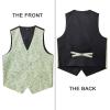 imageHISDERN Mens Vest Tie Set 3PC Formal Waistcoat Paisley Floral Jacquard Necktie Pocket Square Suit Vests Wedding PartyD02 Green