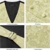 imageHISDERN Mens Vest Tie Set 3PC Formal Waistcoat Paisley Floral Jacquard Necktie Pocket Square Suit Vests Wedding PartyF01 Yellow Paisley