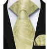 imageHISDERN Mens Vest Tie Set 3PC Formal Waistcoat Paisley Floral Jacquard Necktie Pocket Square Suit Vests Wedding PartyF01 Yellow Paisley