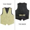 imageHISDERN Mens Vest Tie Set 3PC Formal Waistcoat Paisley Floral Jacquard Necktie Pocket Square Suit Vests Wedding PartyF01 Yellow Paisley