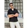 imageHISDERN Mens Short Sleeve Button Down Shirts Work Casual Button Up Relaxed Fit Summer Shirt with Two PocketsA1black