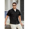 imageHISDERN Mens Short Sleeve Button Down Shirts Work Casual Button Up Relaxed Fit Summer Shirt with Two PocketsA1black