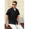 imageHISDERN Mens Short Sleeve Button Down Shirts Work Casual Button Up Relaxed Fit Summer Shirt with Two PocketsA1black