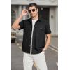 imageHISDERN Mens Short Sleeve Button Down Shirts Work Casual Button Up Relaxed Fit Summer Shirt with Two PocketsA1black