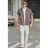 imageHISDERN Mens Short Sleeve Button Down Shirts Work Casual Button Up Relaxed Fit Summer Shirt with Two PocketsA2brown
