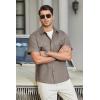 imageHISDERN Mens Short Sleeve Button Down Shirts Work Casual Button Up Relaxed Fit Summer Shirt with Two PocketsA2brown