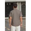 imageHISDERN Mens Short Sleeve Button Down Shirts Work Casual Button Up Relaxed Fit Summer Shirt with Two PocketsA2brown