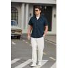 imageHISDERN Mens Short Sleeve Button Down Shirts Work Casual Button Up Relaxed Fit Summer Shirt with Two PocketsA3navy Blue