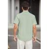 imageHISDERN Mens Short Sleeve Button Down Shirts Work Casual Button Up Relaxed Fit Summer Shirt with Two PocketsA4green