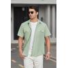 imageHISDERN Mens Short Sleeve Button Down Shirts Work Casual Button Up Relaxed Fit Summer Shirt with Two PocketsA4green