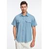 imageHISDERN Mens Short Sleeve Button Down Shirts Work Casual Button Up Relaxed Fit Summer Shirt with Two PocketsA5blue