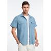 imageHISDERN Mens Short Sleeve Button Down Shirts Work Casual Button Up Relaxed Fit Summer Shirt with Two PocketsA5blue