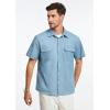 imageHISDERN Mens Short Sleeve Button Down Shirts Work Casual Button Up Relaxed Fit Summer Shirt with Two PocketsA5blue