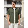 imageHISDERN Mens Short Sleeve Button Down Shirts Work Casual Button Up Relaxed Fit Summer Shirt with Two PocketsA6green 2