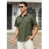 imageHISDERN Mens Short Sleeve Button Down Shirts Work Casual Button Up Relaxed Fit Summer Shirt with Two PocketsA6green 2