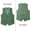 imageHISDERN Mens Suit Vest Business Suit Vests for Men Formal Slim Fit Solid Wedding Dress Waistcoat for VNeck Tuxedo VestOlive Greenflap Pocket