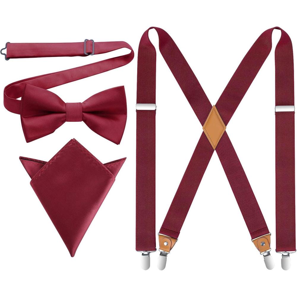 Coool Men's Halloween Bloody Red Bow Tie & Suspender Matching Set - Novelty Tuxedo Set