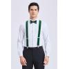 imageHISDERN Bow Tie and Suspenders for Men Elastic XBack Suspender and Bowtie Set Adjustable Braces for Wedding TuxedoBgreen