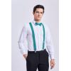 imageHISDERN Bow Tie and Suspenders for Men Elastic XBack Suspender and Bowtie Set Adjustable Braces for Wedding TuxedoBteal