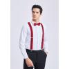 imageHISDERN Bow Tie and Suspenders for Men Elastic XBack Suspender and Bowtie Set Adjustable Braces for Wedding TuxedoE3red 1