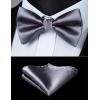 imageHISDERN Bow Tie and Suspenders for Men Elastic XBack Suspender and Bowtie Set Adjustable Braces for Wedding TuxedoF2grey 1