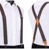 imageHISDERN Bow Tie and Suspenders for Men Elastic XBack Suspender and Bowtie Set Adjustable Braces for Wedding TuxedoGbrown 2